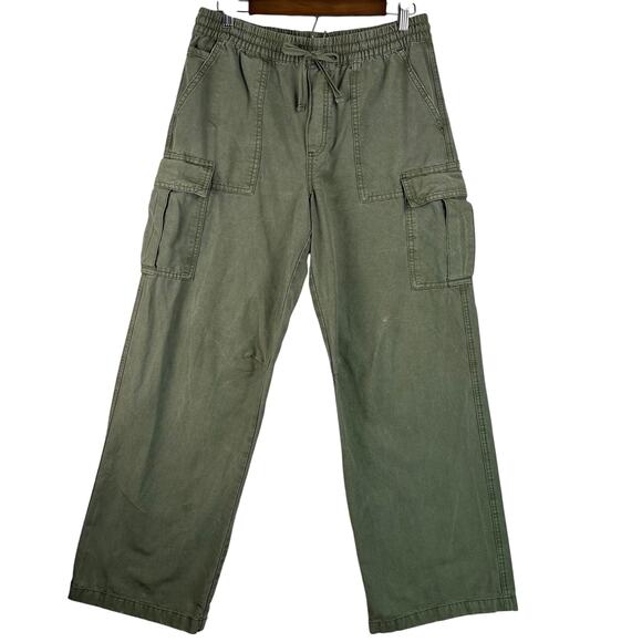 Aerie Cargo Pants Women’s SZ M Olive Green Wide Leg Drawstring Cotton Blend EUC - Picture 1 of 10